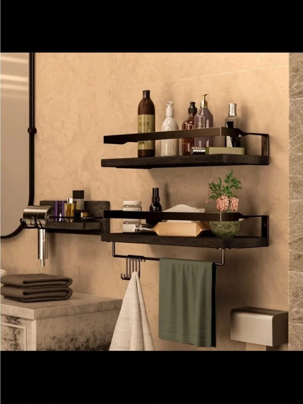 3 in 1 Rustic Floating Shelves, Decorative Storage Shelves Set of 3 lighBrown